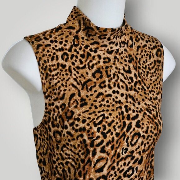NWOT No Boundaries Juniors L Leopard Print Sleeveless Mock Neck Top Women's S/M - Picture 4 of 9